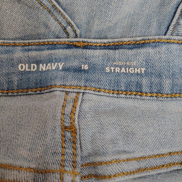 OLD NAVY High Rise Straight Leg Jeans 16 Women's Light Wash Stretch - Picture 4 of 4